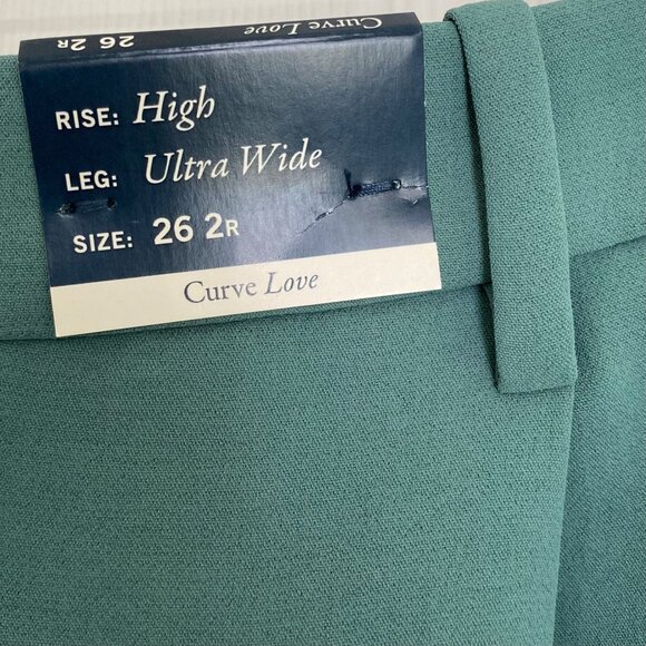 Abercrombie & Fitch Curve Love High Rise Ultra Wide Leg Pants 26 2R Green Pants - Picture 2 of 8